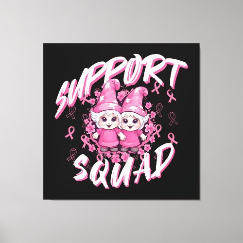 Support Squad Gnome Warrior Breast Cancer Awarenes Canvas Print