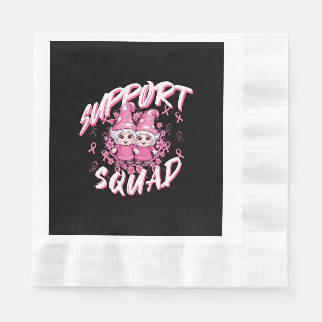 Support Squad Gnome Warrior Breast Cancer Awarenes Napkins (Front)