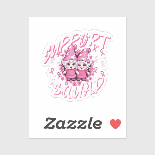 Support Squad Gnome Warrior Breast Cancer Awarenes Sticker (Sheet)