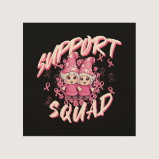 Support Squad Gnome Warrior Breast Cancer Awarenes Wood Wall Art