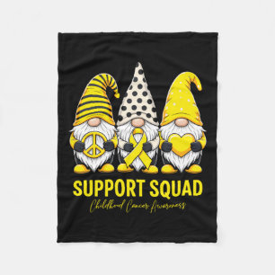 Support Squad Gnomes Childhood Cancer Awareness Fleece Blanket