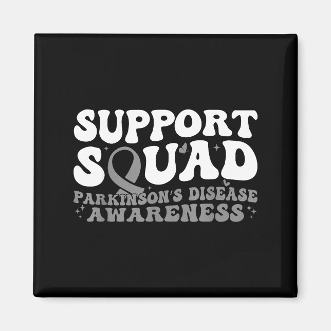 Support squad gray ribbon butterfly parkinson's magnet (Front)