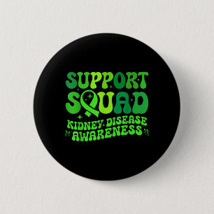 Support Squad Green PKD Kidney Disease Ribbon Button