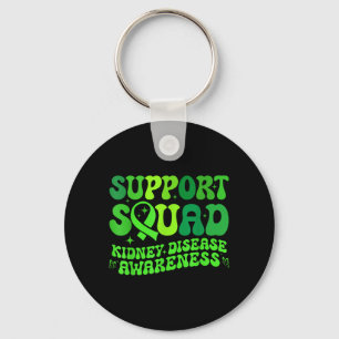 Support Squad Green PKD Kidney Disease Ribbon Keychain