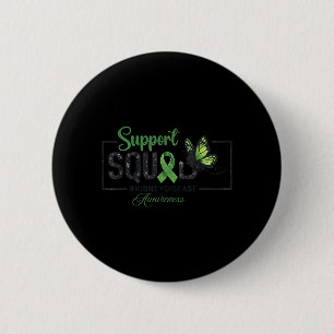 Support Squad Green Ribbon Butterfly Kidney Button