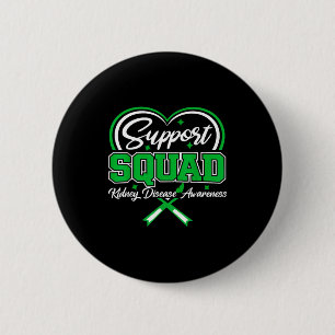 Support squad green ribbon butterfly pkd kidney button