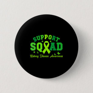 Support squad green ribbon butterfly pkd kidney button