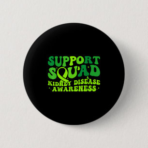 Support squad green ribbon butterfly pkd kidney button