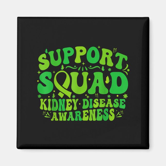 Support squad green ribbon butterfly pkd kidney magnet (Front)