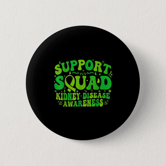 Support squad green ribbon butterfly pkd kidneySup Button (Front)