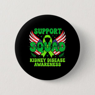 Support Squad Green Ribbon Kidney Disease Button