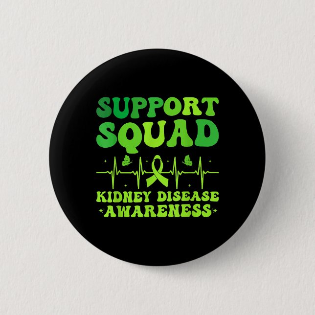 Support Squad Green Ribbon _ Kidney Disease Button (Front)