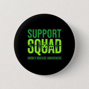 Support Squad Green Ribbon Kidney Disease Button