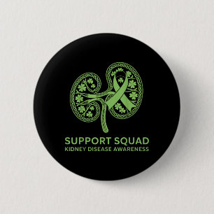 Support Squad Green Ribbon Kidney Disease Button