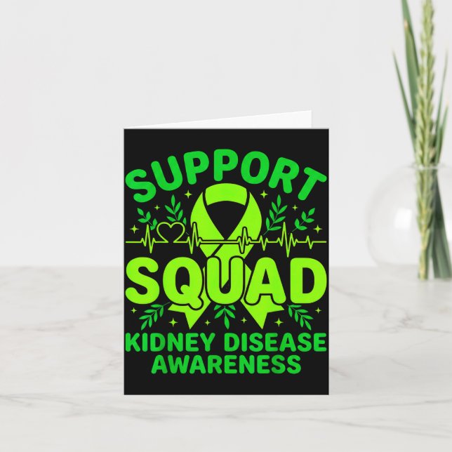 Support Squad Green Ribbon Kidney Disease Card (Front)