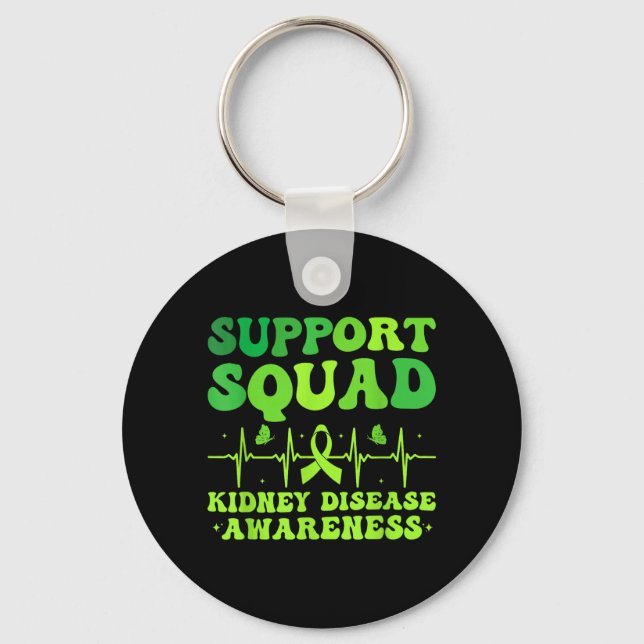 Support Squad Green Ribbon _ Kidney Disease Keychain (Front)