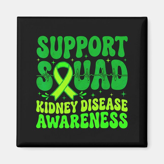 Support squad green ribbon kidney disease magnet (Front)