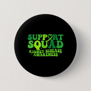 Support Squad Green Ribbon PKD Kidney Disease Button