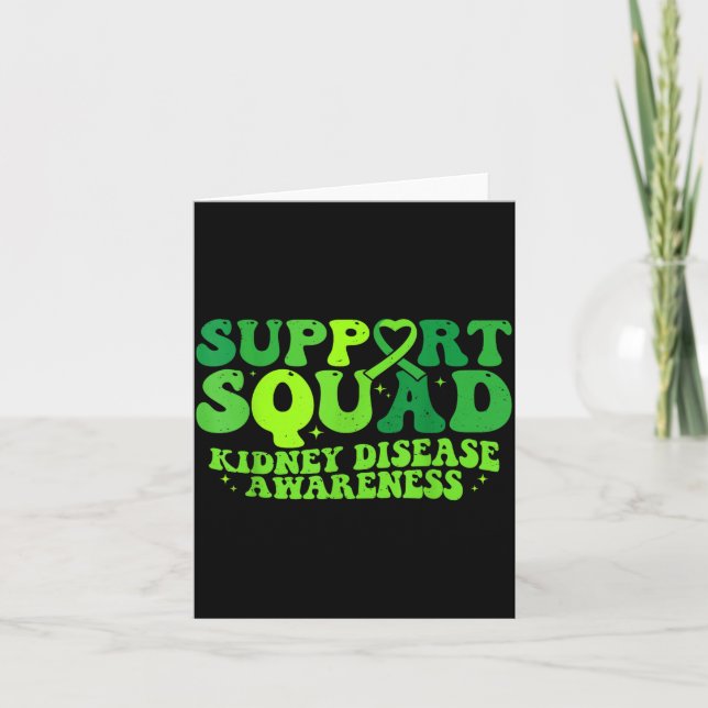 Support Squad Green Ribbon PKD Kidney Disease Card (Front)