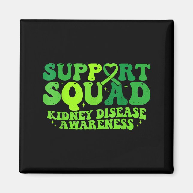Support Squad Green Ribbon PKD Kidney Disease Magnet (Front)