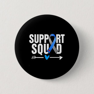 Support Squad Grey Blue Ribbon Diabetes Awareness  Button