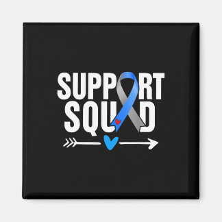 Support Squad Grey Blue Ribbon Diabetes Awareness  Magnet