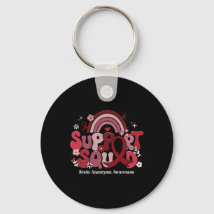 Support Squad Groovy Brain Aneurysm Awareness Gift Keychain
