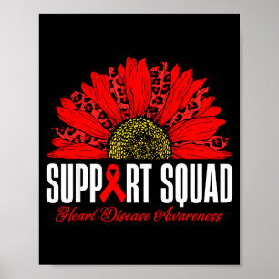 Support Squad Heart Disease Awareness Red Leopard  Poster