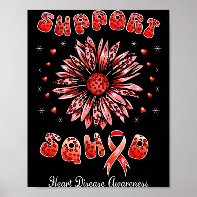 Support Squad Heart Disease Awareness Red Ribbon S Poster (Front)