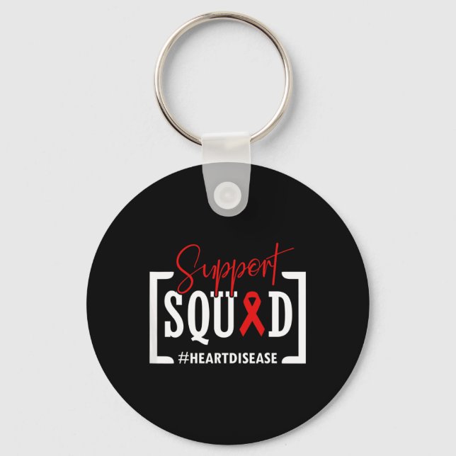 Support Squad Heart Disease Awareness Warrior Red  Keychain (Front)
