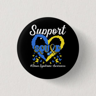 Support Squad Heart Down Syndrome Awareness Ribbon Button
