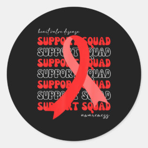 Support Squad Heart Valve Disease Awareness Red Ri Classic Round Sticker