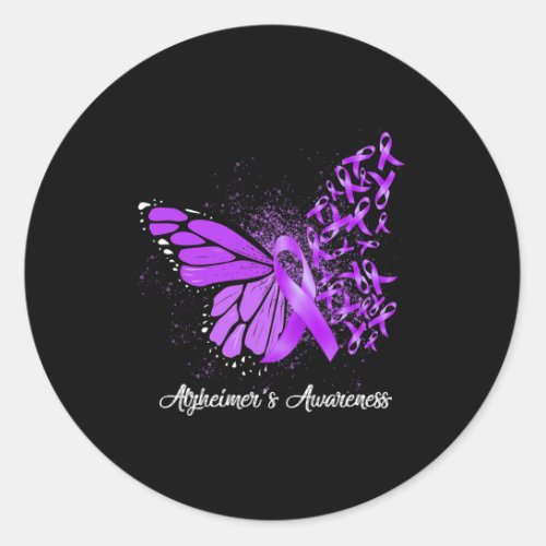 Support Squad Heimer Butterfly Purple Ribbon  Classic Round Sticker