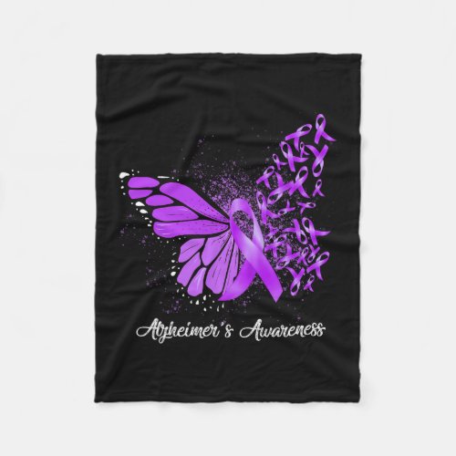 Support Squad Heimer Butterfly Purple Ribbon  Fleece Blanket