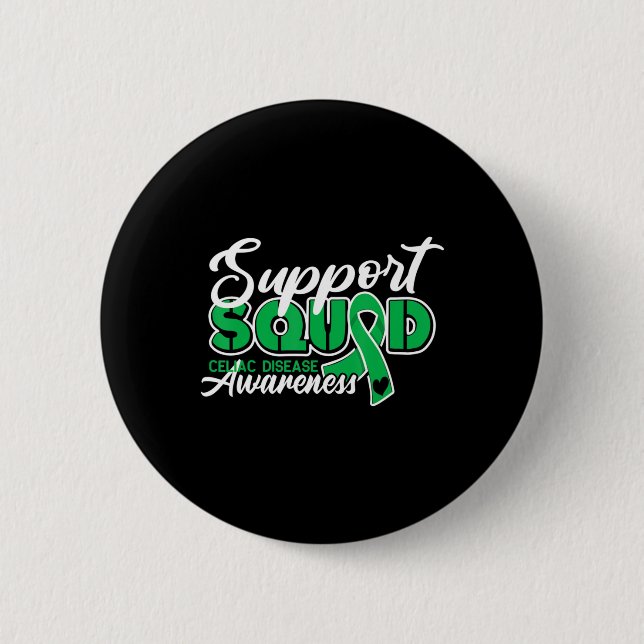 Support Squad I Gluten Free Coeliac Celiac Disease Button (Front)