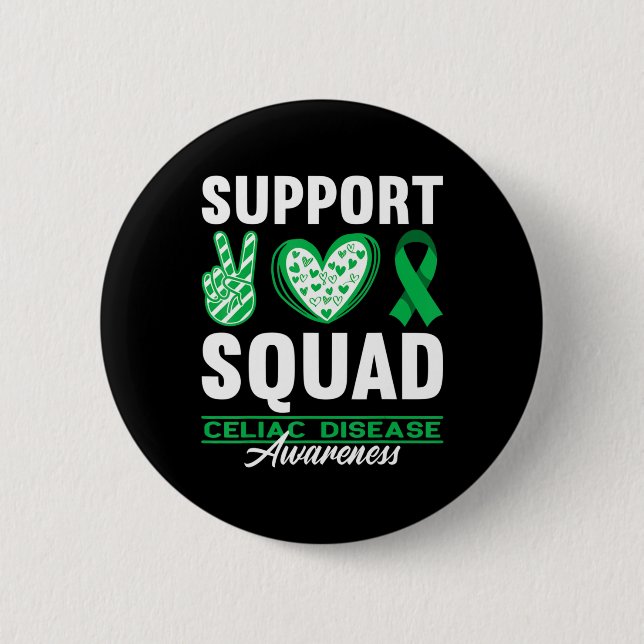 Support Squad I Gluten Free Coeliac Celiac Disease Button (Front)