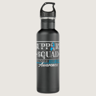Support Squad I Juvenile T1D Type 1 Diabetes Aware Stainless Steel Water Bottle