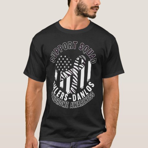 Support Squad I Zebra Ribbon I Ehlers Danlos Syndr T_Shirt