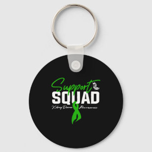 Support squad kidney disease awareness month green keychain