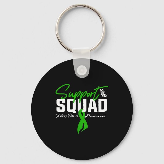 Support squad kidney disease awareness month green keychain (Front)
