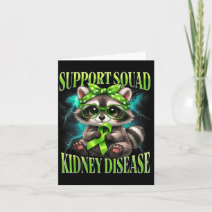 Support Squad Kidney Disease Raccoon Green Ribbon Card