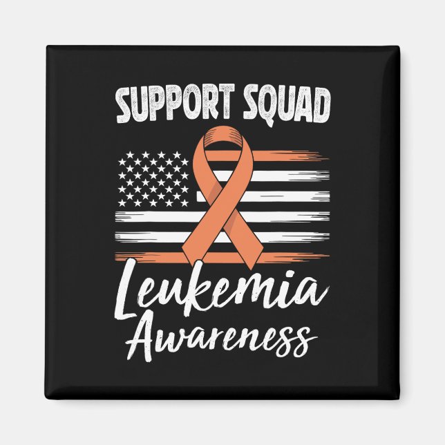 Support Squad Leukemia Awareness Orange Ribbon Blo Magnet (Front)