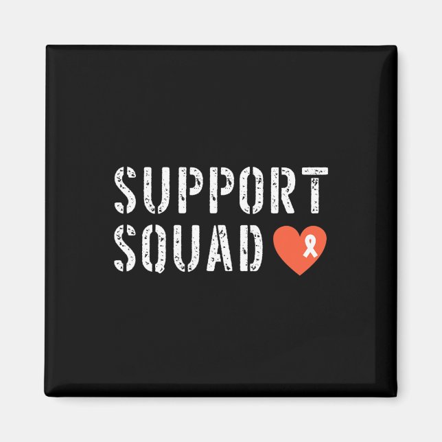 Support Squad Leukemia Awareness Orange Ribbon Mat Magnet (Front)