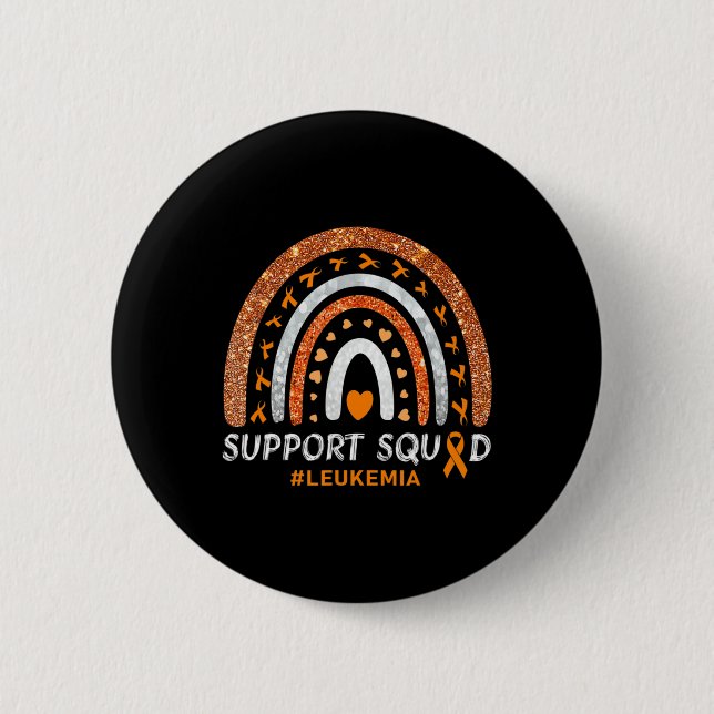 Support Squad Leukemia Awareness Rainbow Gift Warr Button (Front)