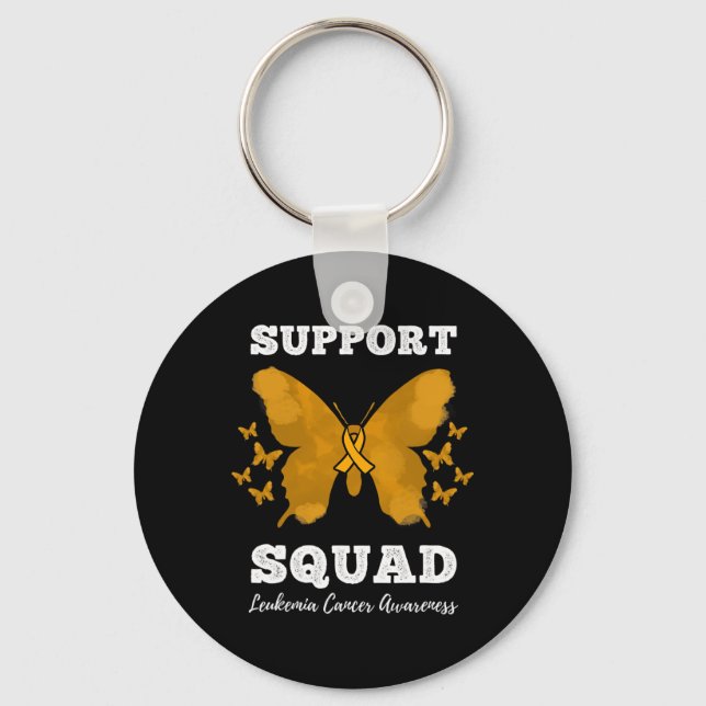 Support Squad Leukemia Cancer Awareness Blood Canc Keychain (Front)
