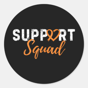 Support Squad Leukemia Cancer Love Heart Orange Ri Classic Round Sticker