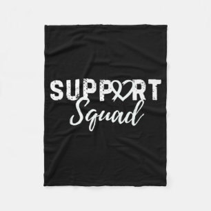 Support Squad Lung Cancer Love Heart White Ribbon  Fleece Blanket