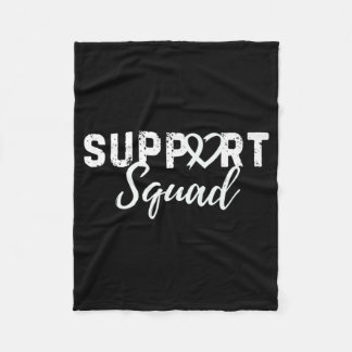 Support Squad Lung Cancer Love Heart White Ribbon Fleece Blanket