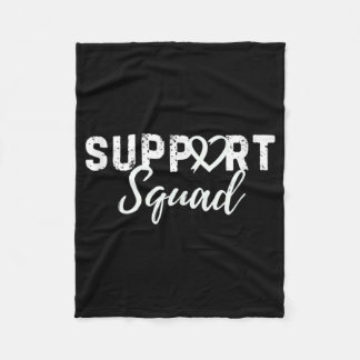 Support Squad Lung Cancer Love Heart White Ribbon Fleece Blanket