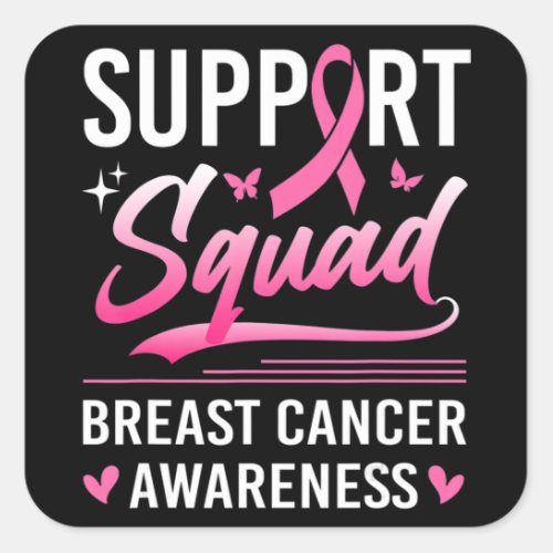 Support Squad Matching Family Breast Cancer Awaren Square Sticker